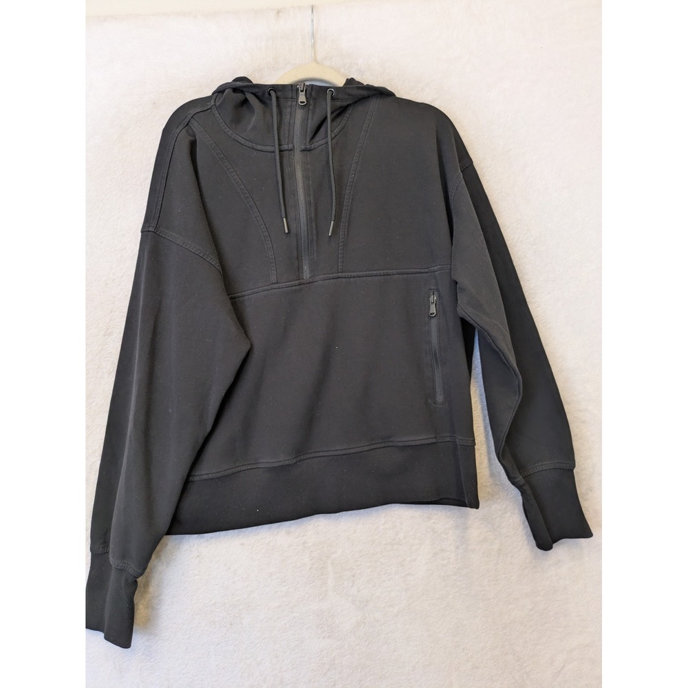 Old Navy Hoodie Women's XL Tall Black Dynamic Fleece Quarter Zip Pullover
